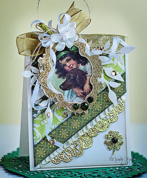 Dreamy Green and Gold DIY Vintage Card