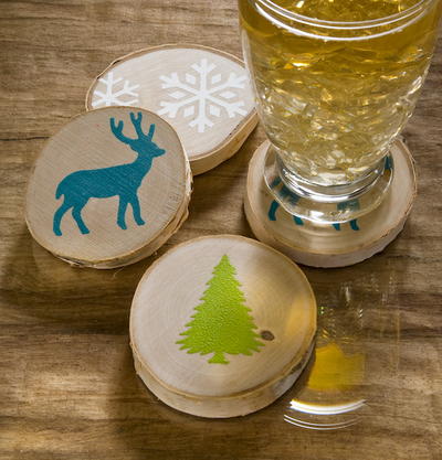 Woodland-Themed Winter DIY Coasters