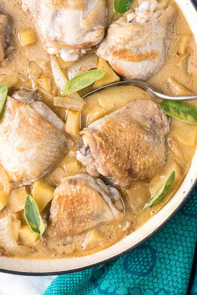 Rustic Cider Braised Chicken and Apples