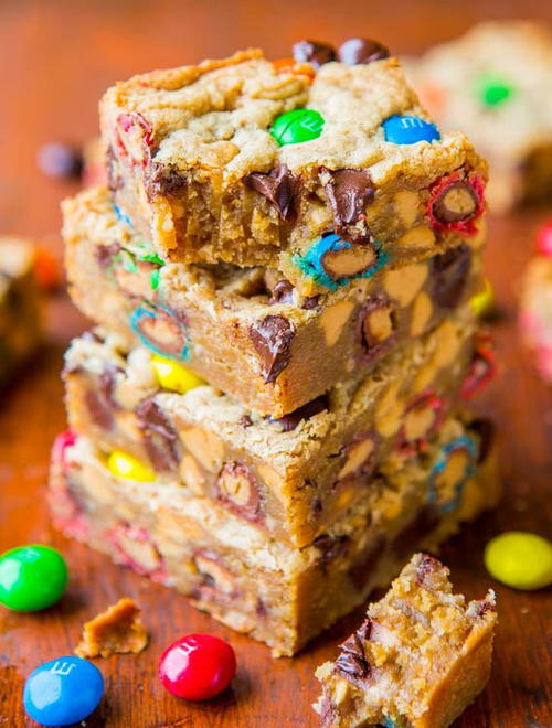 Everything but the Kitchen Sink Monster Cookie Bars