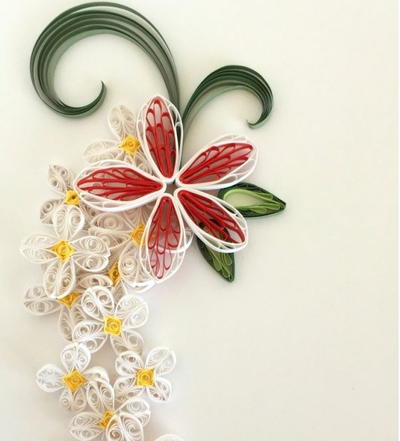Quilled Paper Plumeria and Lilacs