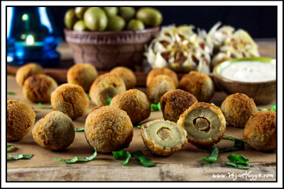 Fried Olives Stuffed W/ Roasted Garlic