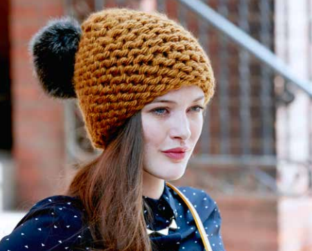 Golden Garter Knit Hat