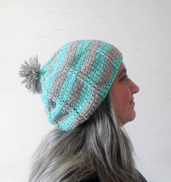 Aqua Ridge Slouchy Hat Crochet Pattern