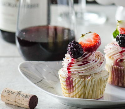 Vanilla Red Wine Berry Cupcakes