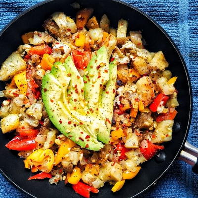 Potato and Avocado Breakfast Scramble