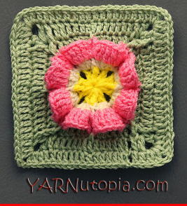 Wrinkled Rose Crochet Granny Square