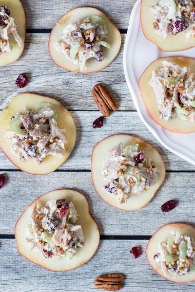 Cranberry Chicken Salad on Apple Slices