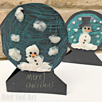 Puffy Paint Snowman Snowglobe Cards