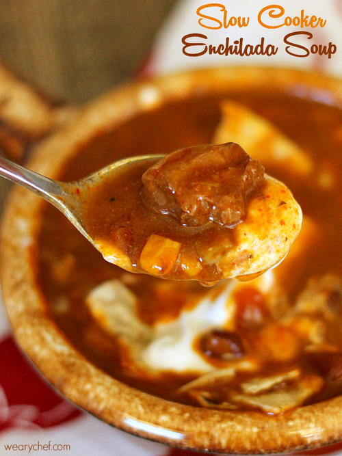 Easy Slow Cooker Beef Enchilada Soup