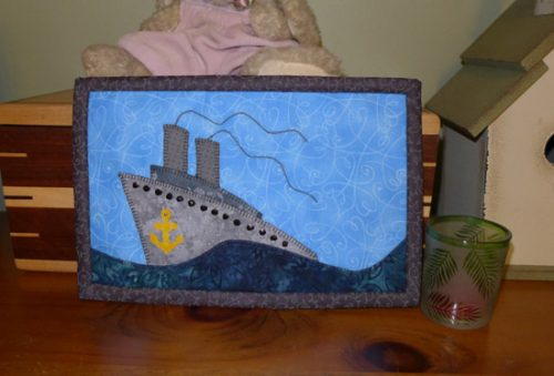 Ship at Sea Mug Rug