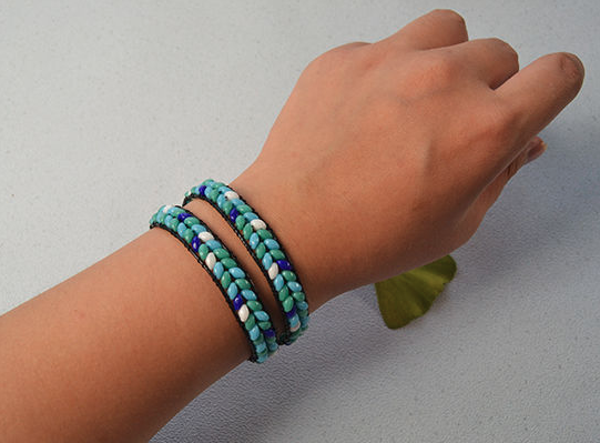 Two-Hole Bead Double Wrap Bracelet