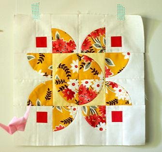 Autumn Lotus Quilt Block