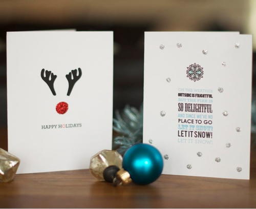 Glitter-Accented Printable Holiday Cards