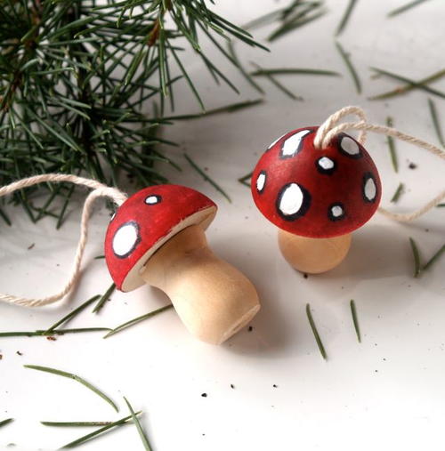 Tiniest Toadstool Wooden Ornaments