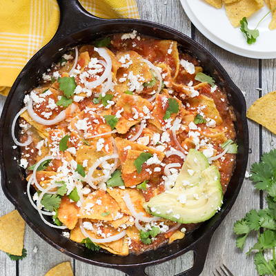 Traditional Mexican Chilaquiles Rojos