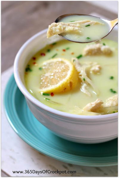 Slow Cooker Greek Lemon Chicken Soup