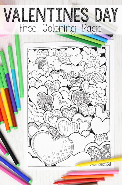Heartfelt Valentines Day Coloring Page