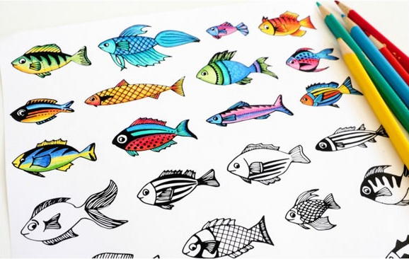 Funky Fish Coloring Page