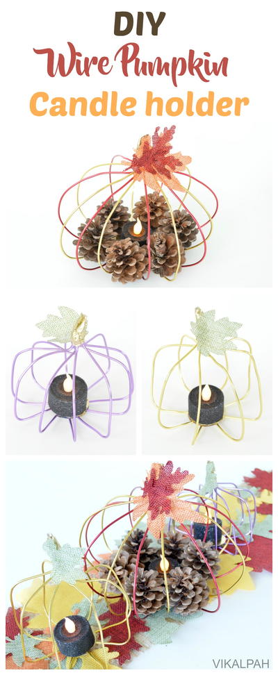 DIY Wire Pumpkin Candle Holder