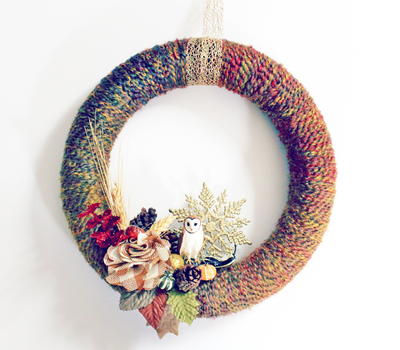 Yarn DIY Fall Wreath
