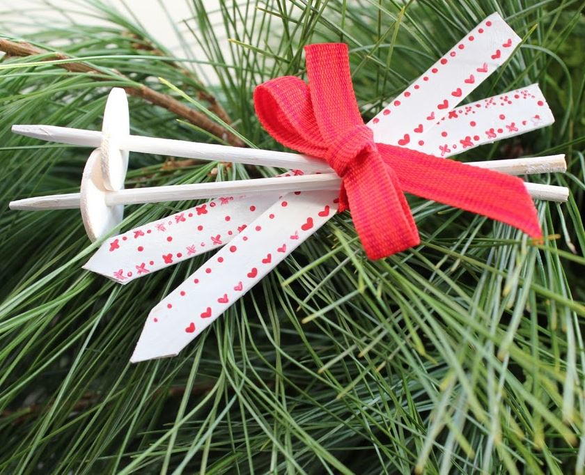 How to Make a Miniature Skis with Poles Ornament  Christmas ornaments,  Christmas ornament crafts, Diy christmas ornaments