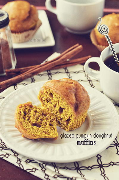 Glazed Pumpkin Donut Muffins