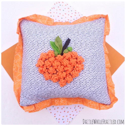 Pumpkin Pillow with Fleece Rosettes