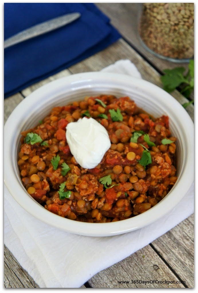 Slow Cooker Healthy Turkey Lentil Chili