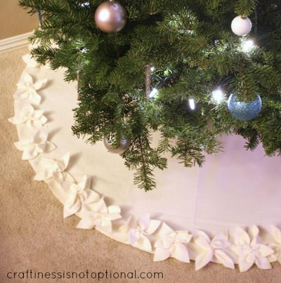 Classy Christmas Poinsettia Tree Skirt