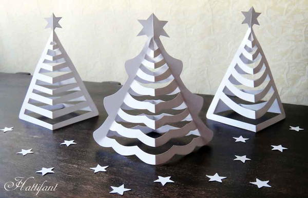 3D Paper Christmas Trees Craft