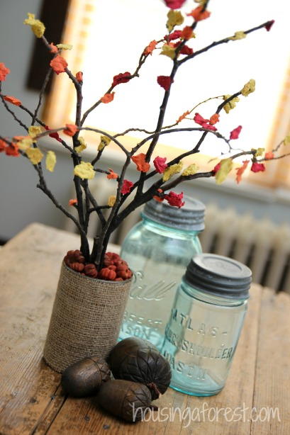 Fall Paper Pulp Branch Centerpiece