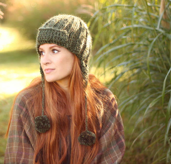 Moss Trapper Hat Knitting Pattern