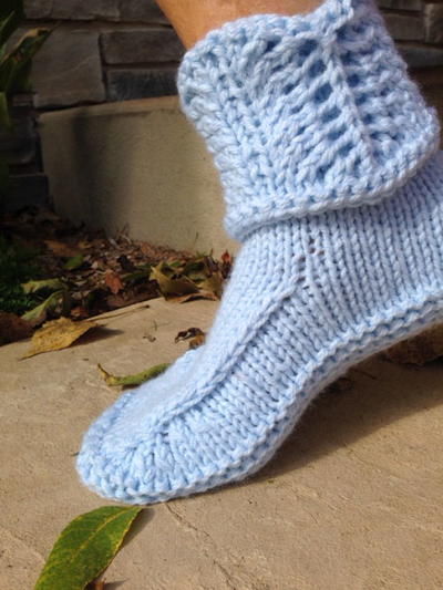 Cuffed Knitted Slippers Pattern