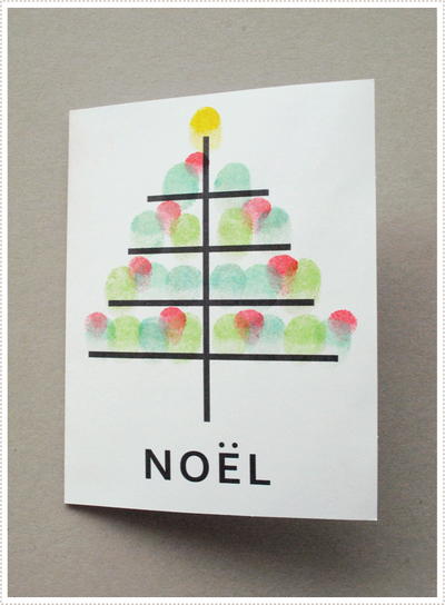 Handmade Fingerprint Christmas Tree DIY Cards