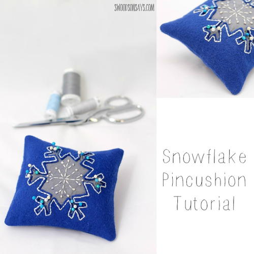Embroidered Snowflake Pincushion