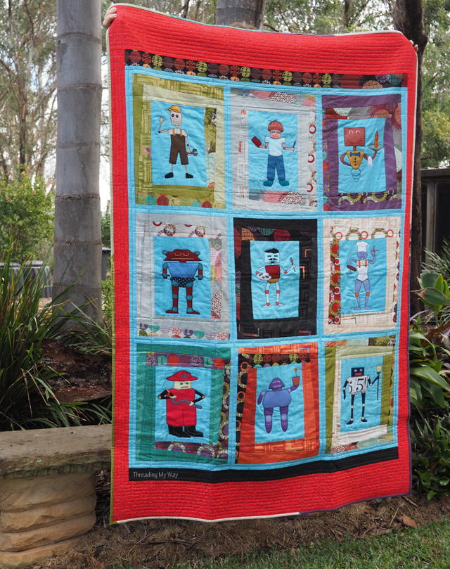 Robot Quilt for Your Grandson | FaveQuilts.com