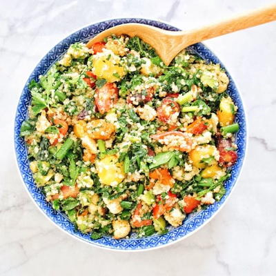Roasted Carrot and Cauliflower Quinoa Kale Salad