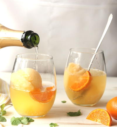 Tangerine Sorbet Champagne Floats