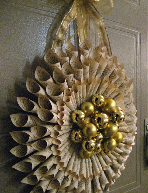 Beautiful Rolled Book Page Wreath