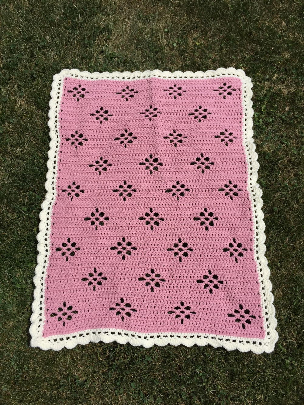 Alpine cow crochet pattern Sweet Floral Lace Baby Blanket | AllFreeCrochetAfghanPatterns.com