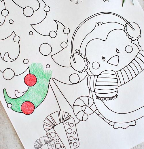 Penguin Christmas Coloring Pages