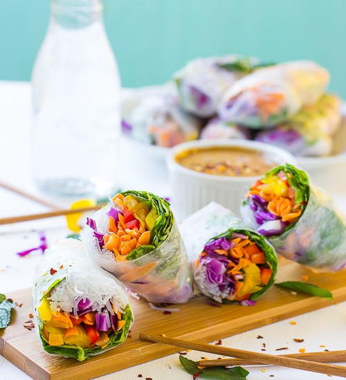 Fresh Spring Rolls with Peanut Ginger Sauce