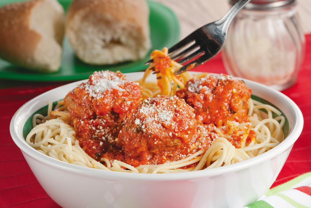 Potluck Spaghetti Potluck Spaghetti & Meatballs | MrFood.com