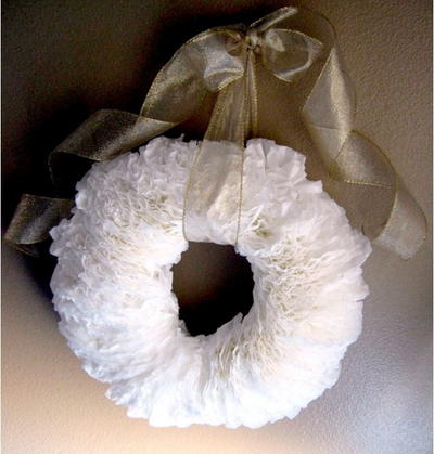 Snowy Coffee Filter Wreath
