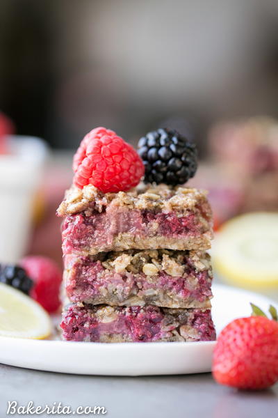 Lemon Berry Oatmeal Snack Bars 