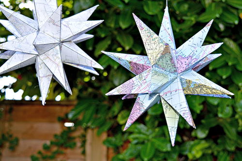 Stylish Vintage Map Origami Christmas Star