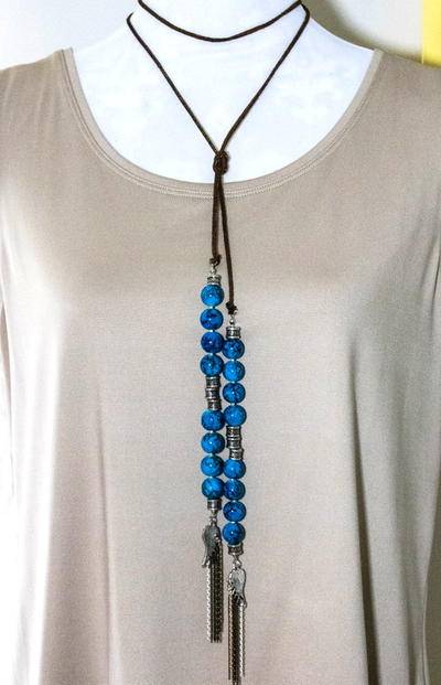 Anthropologie Knock Off Beaded Suede Necklace