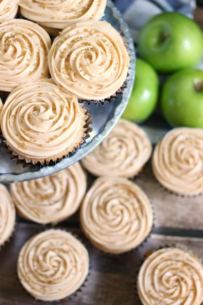 Apple Cider Cupcakes with Salted Caramel Frosting