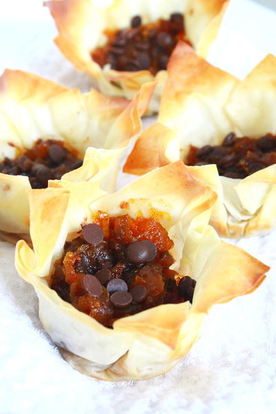 Mini Pumpkin Chocolate Pies in Filo Pastry